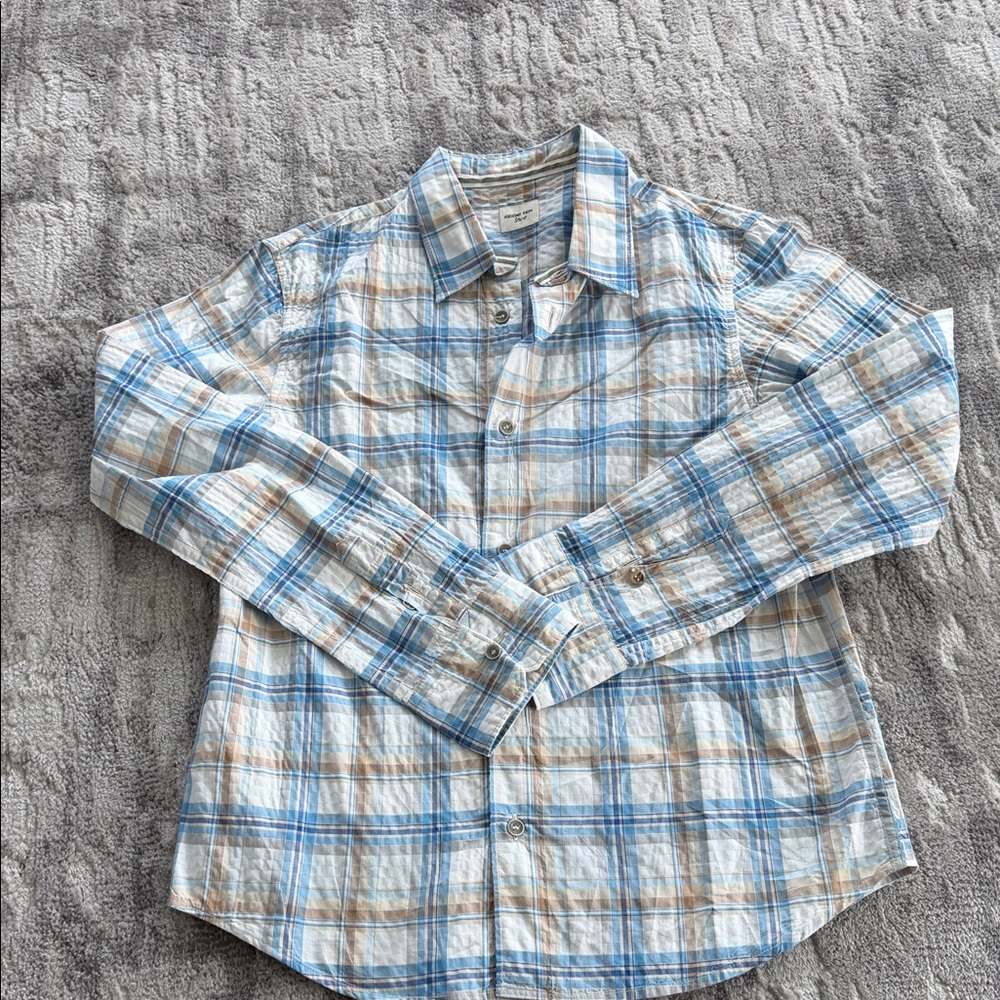 Kid’s  Blue and Tan Plaid Shirt
